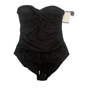 Anne Cole Strapless Black One Piece Bathing Suit Swimsuit Womens Sz 2XL